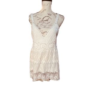 RXB Cream Crochet Lace Tank Top
